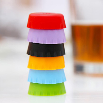 6x Silicone Bottle Caps (Soda,Water,Beer,Wine) Various Colors